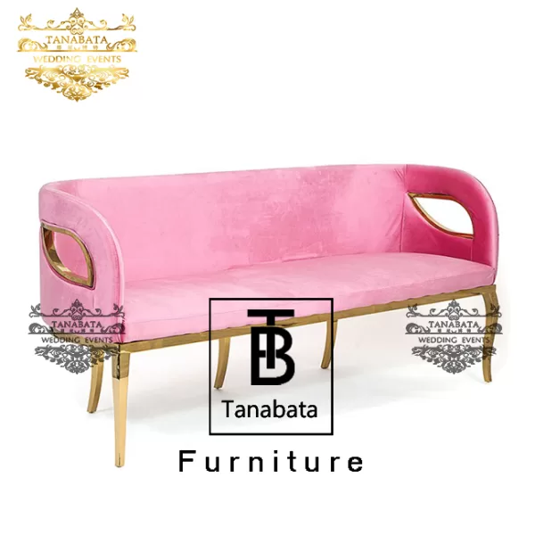 Pink Fabric 2 Seater Elegant Wedding Sofa Tanabata