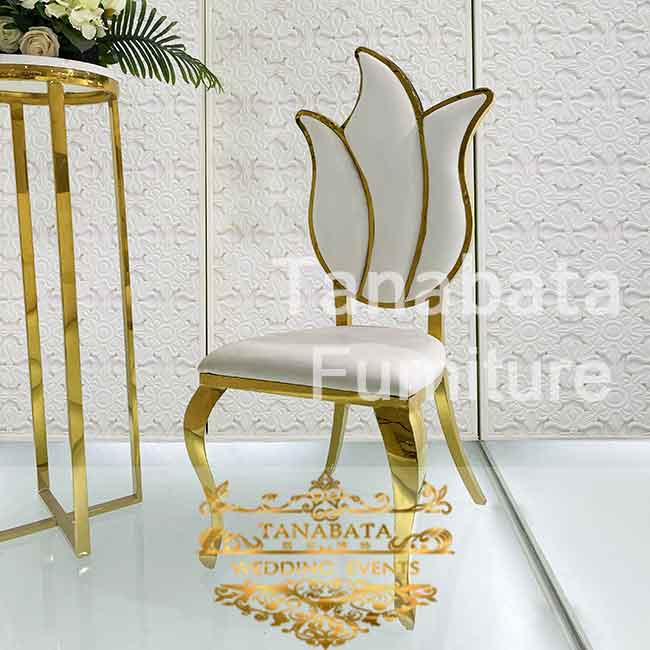 White Leather Modern Dining Chair For Events Tanabata