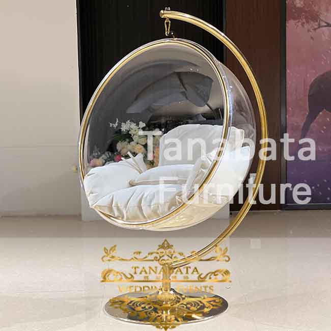 Clear Acrylic Golden Frame Hanging Chair Tanabata