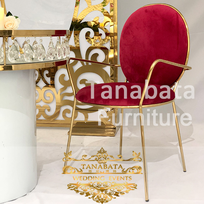 Luxury Round Back Wedding Chair With Arms Tanabata