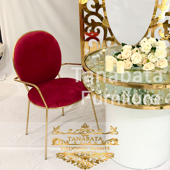 Luxury Round Back Wedding Chair With Arms Tanabata