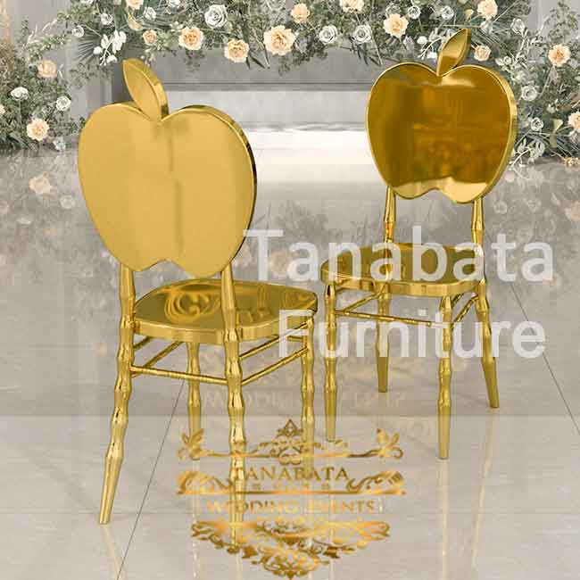 Apple Gold Stainless Steel Accent Chair Dining Tanabata