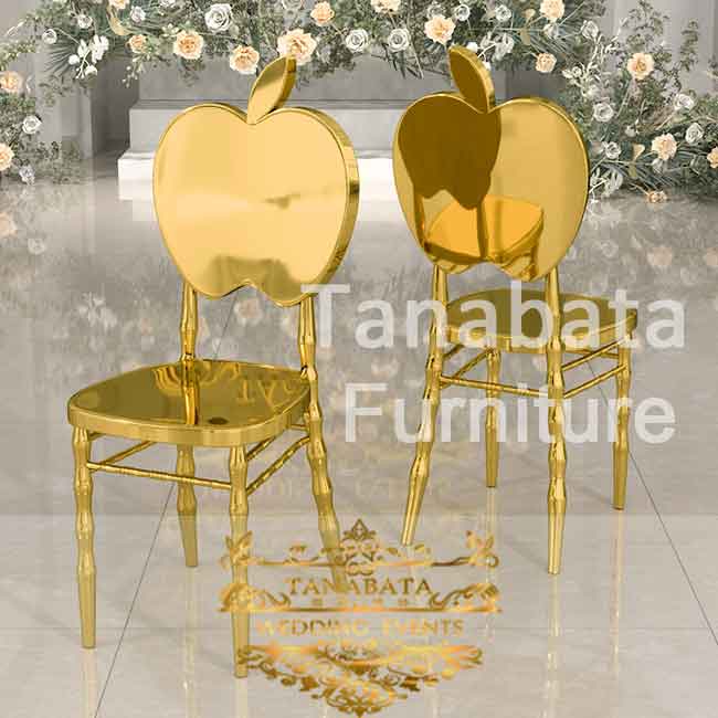 Apple Gold Stainless Steel Accent Chair Dining Tanabata