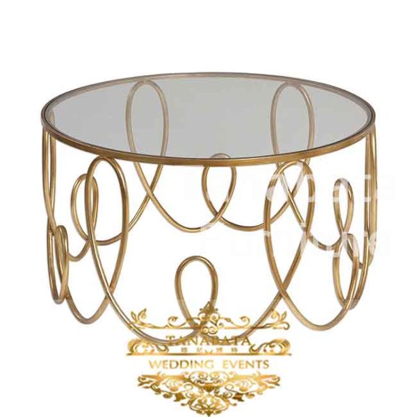 Marie Gold Metal Coffee Table With Glass Tanabata
