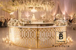 Curved Gold Bar Counter Embodies Sophistication and Luxury