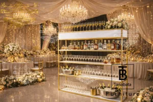 Gold-Frame Display Shelf Redefines Luxury Wedding Bar Setups