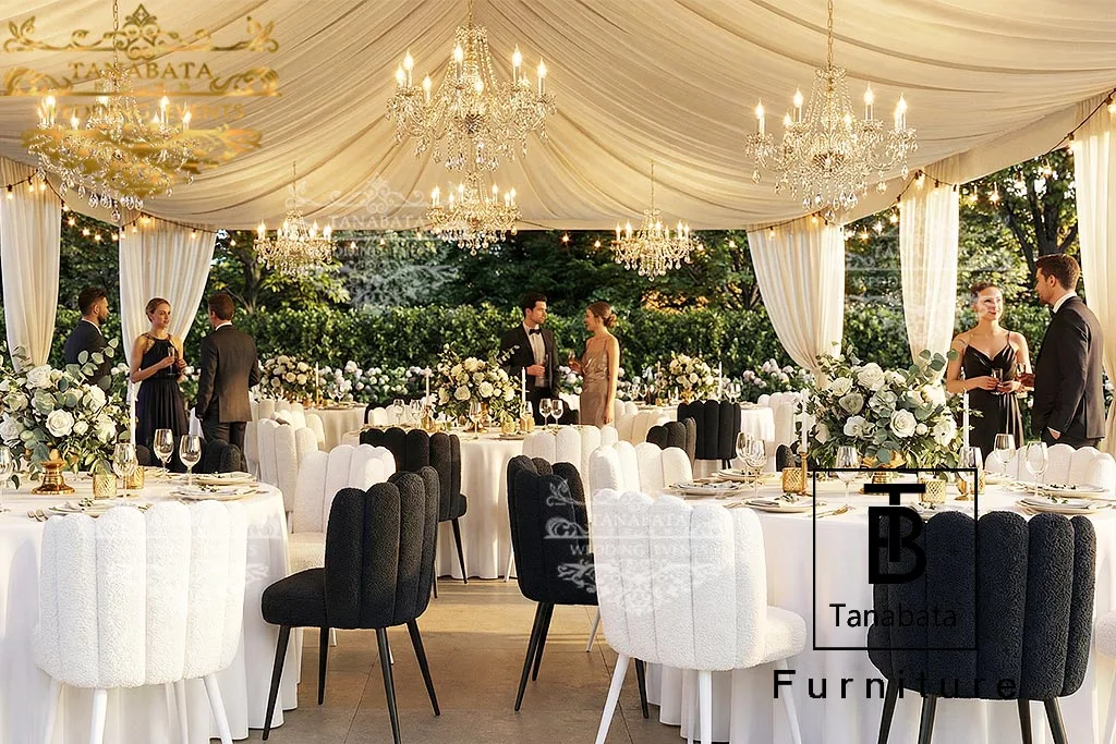 Shell Back Wedding Chairs with Plush Teddy Fabric