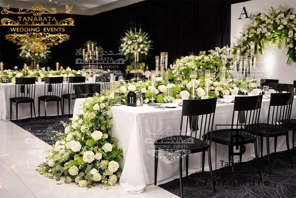 Matte Black Line Backrest Chair for Luxury Events