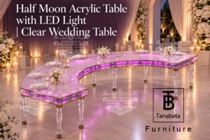 Half Moon Acrylic Table with LED Light