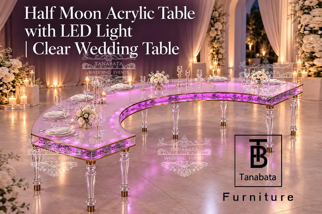 Half Moon Acrylic Table with LED Light